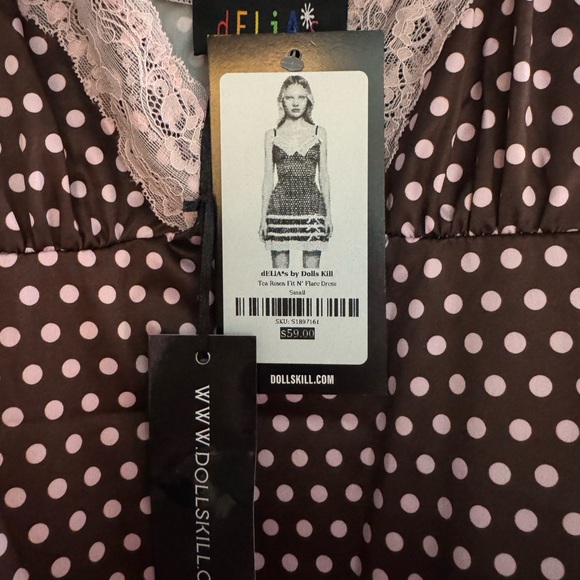 Dolls Kill Chocolate and Pink Polka Dot Dress - Picture 3 of 4